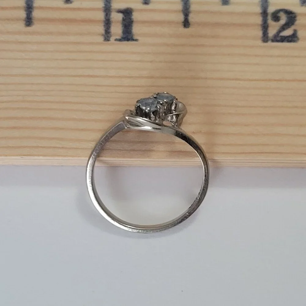 1960s Blue Topaz Ring 10k Vintage White Gold Dason December Birthstone - Picture 15 of 15